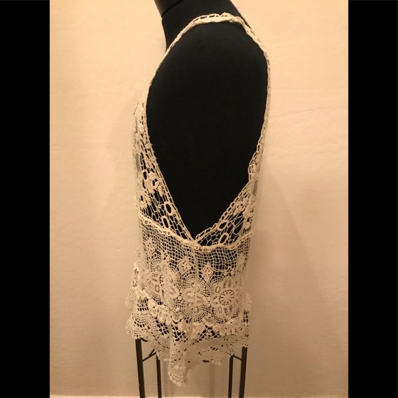 Creme Embroidered PAPER CRANE Sz M Top - Picture 3 of 6